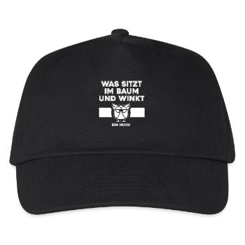 Was sitzt im Baum und winkt ein Huhu Uhu - Kinder Basecap - Schwarz - Vorne