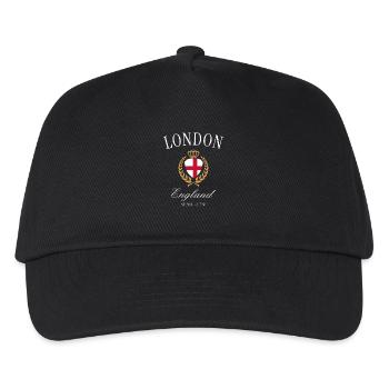 London England Wappen Krone – Reise Souvenir - Kinder Basecap - Schwarz - Vorne