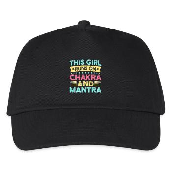 Yoga Girl Runs On Chakra & Mantra Funny Yoga - Kinder Basecap - Schwarz - Vorne