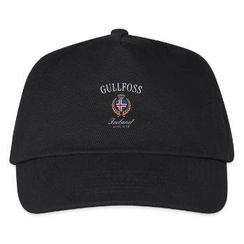 Gullfoss Island Wappen Krone – Reise Souvenir - Kinder Basecap - Schwarz - Vorne