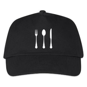 Besteck Silhouette Design - Kinder Basecap - Schwarz - Vorne