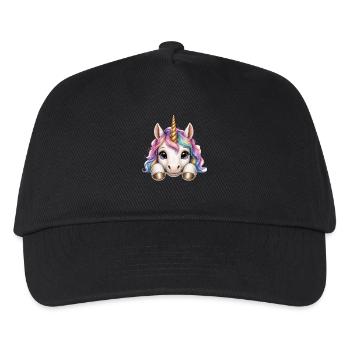 Unicorn with rainbow mane - Kids’ Baseball Cap - black - Front