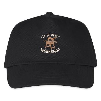 Ich bleibe im Workshop Werkstatt Handwerker - Kinder Basecap - Schwarz - Vorne