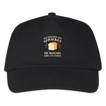 ICH BEKOMME DAS GEBACKEN Lustig Spruch Motivation - Kinder Basecap - Schwarz - Vorne
