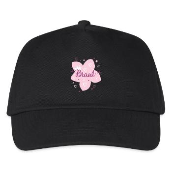 Hochzeit Brat Blüte mit Krone Schriftzug - Kinder Basecap - Schwarz - Vorne