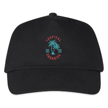 Tropical Paradise Retro Palm Abzeichen - Kinder Basecap - Schwarz - Vorne