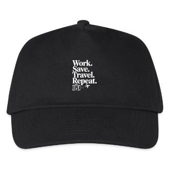 Work. Save. Travel. Repeat. - Kids’ Baseball Cap - black - Front