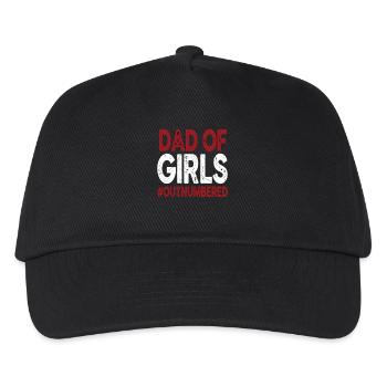 Dad of Girls Outnumbered Funny Daddy Saying - Kids’ Baseball Cap - black - Front