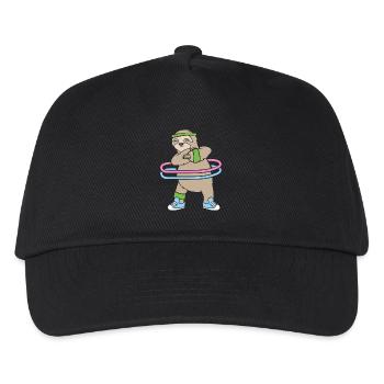 Hula Hup Hullern Huller Hoop Faultier - Kinder Basecap - Schwarz - Vorne