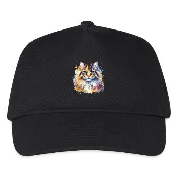 Norwegische Waldkatze Motiv - Kinder Basecap - Schwarz - Vorne