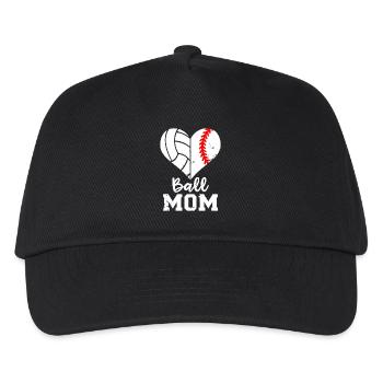 Ball Mom Heart Split - Kids’ Baseball Cap - black - Front
