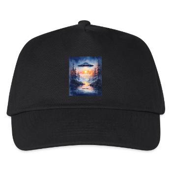 GO ON A TRIP – Futuristische Sonnenuntergangs-UFO-Kunst - Kinder Basecap - Schwarz - Vorne