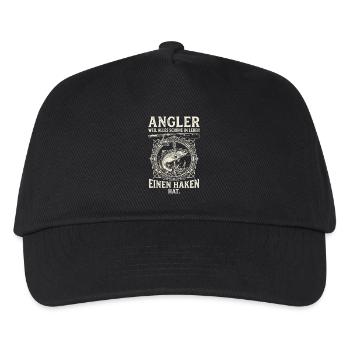 Angler Weil Alles Schoene Im Leben Einen Haken Hat - Kinder Basecap - Schwarz - Vorne