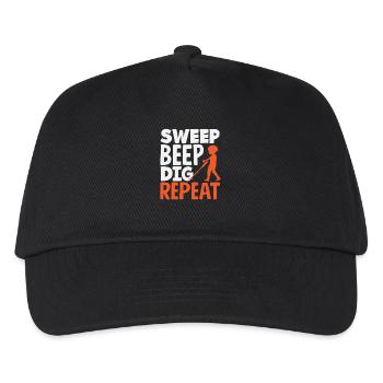 Sweep Beep Dig Repeat Detectorist Hobby - Kids’ Baseball Cap - black - Front