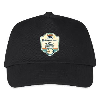 Dreißig und Retro Uhr Spruch - Kinder Basecap - Schwarz - Vorne