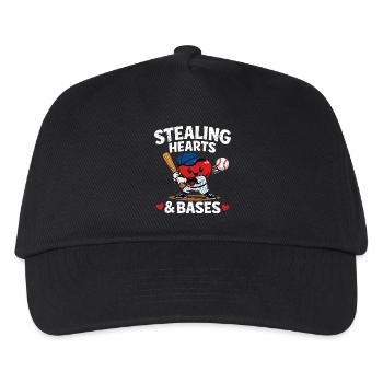 Stealing Hearts & Bases Baseball Herz Kinder Desig - Kinder Basecap - Schwarz - Vorne