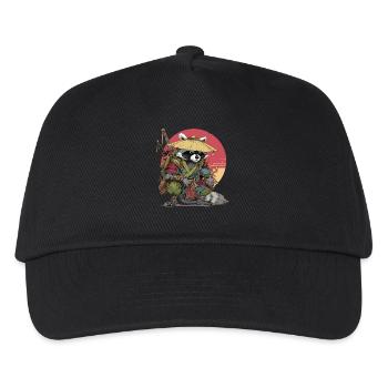 Raccoon Samurai with Straw Hat - Kids’ Baseball Cap - black - Front