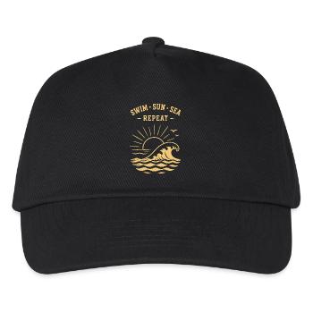 Swim Sun Sea Repeat Sommer Wellen Ozean - Kinder Basecap - Schwarz - Vorne