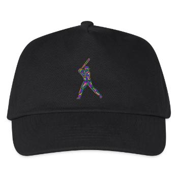 Baseball Spieler Kinder bunter Baseballspieler - Kinder Basecap - Schwarz - Vorne