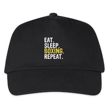 Essen, schlafen, Boxen Wiederholen, Grafik-Tee - Kinder Basecap - Schwarz - Vorne