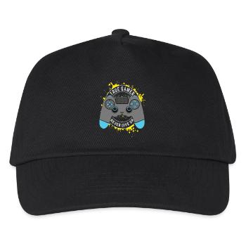 True Gamer - Never Give Up - Kinder Basecap - Schwarz - Vorne