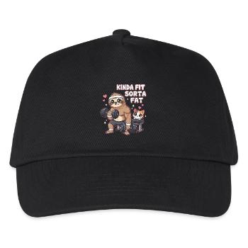 Kinda Fit Sorta Fat Faultier Gewichtheben - Kinder Basecap - Schwarz - Vorne
