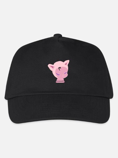 Pink Cat Kopf: Neon-Lila Blick - Kinder Basecap - Schwarz