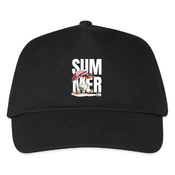 Sommer Ente mit Sonnenschirm & Brille - Kinder Basecap - Schwarz - Vorne