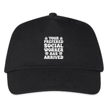 Social Worker Quote Worker Has Arrived Social Work - Kinder Basecap - Schwarz - Vorne
