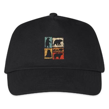 Bears Perspectives Retro Animal Print - Kids’ Baseball Cap - black - Front