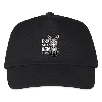 Ich bin nicht stur nur extrem meinungsstabil, Esel - Kinder Basecap - Schwarz - Vorne