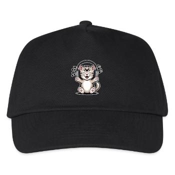 Katze Musik  - Kinder Basecap - Schwarz - Vorne