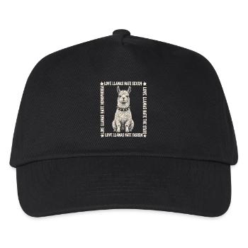 Love Llamas Hate Fascism Shirt - Kids’ Baseball Cap - black - Front