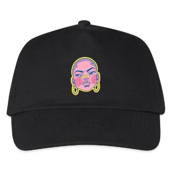 Black female portrait #9 - Kinder Basecap - Schwarz - Vorne