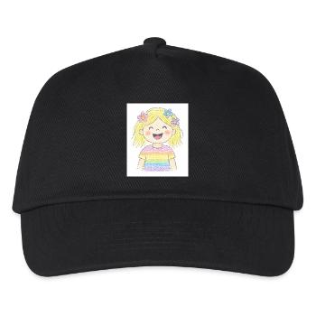 Fröhliches Mädchen lacht laut - Kinder Basecap - Schwarz - Vorne
