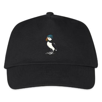 Puffin mit Mütze - Kinder Basecap - Schwarz - Vorne