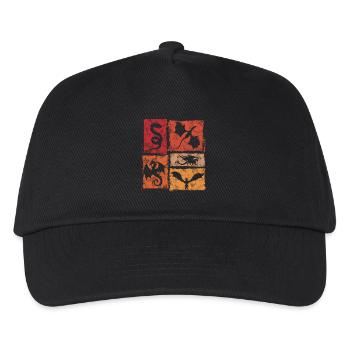 Drachen - Mystische Fabelwesen - Retro - Kinder Basecap - Schwarz - Vorne