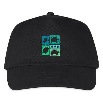 Schildkröte in Perspektiven Vintage Druck - Kinder Basecap - Schwarz - Vorne