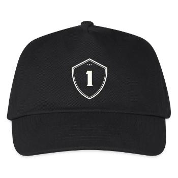 1 Schild - Kinder Basecap - Schwarz - Vorne