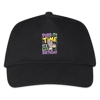 Ronronn-ty Temps Fête Chat Chapeau Anniversaire - Casquette de baseball Enfant - noir - Devant