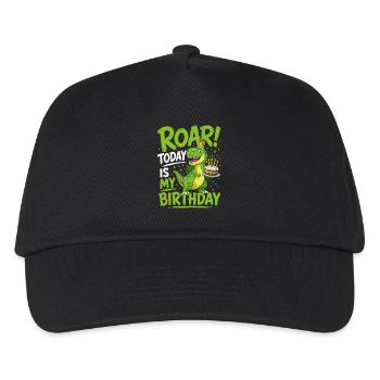 Roaring Today Is My Birthday T-Rex Dino Cake - Kids’ Baseball Cap - black - Front