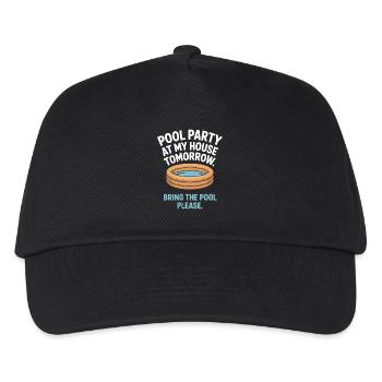 Poolparty Bring The Pool Sommer Pool Party Spruch - Kinder Basecap - Schwarz - Vorne