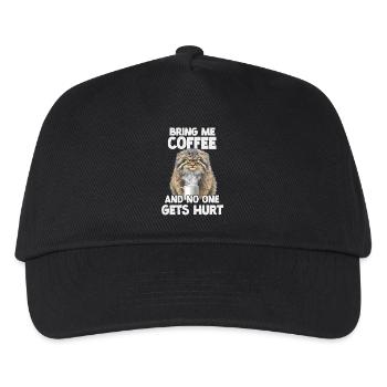 Pallas Katze Manul Kaffee Katzen Humor Fanclub DE - Kinder Basecap - Schwarz - Vorne