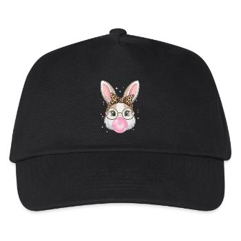 Bunny mit Brille und Bubblegum - Kinder Basecap - Schwarz - Vorne