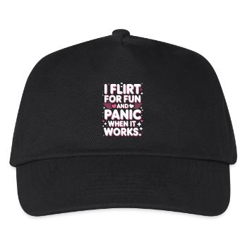 I Flirt For Fun Panic When It Works Flirten Single - Kinder Basecap - Schwarz - Vorne