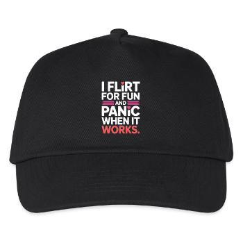 I Flirt For Fun Panic When It Works Flirten Single - Kinder Basecap - Schwarz - Vorne