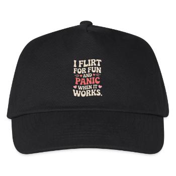 I Flirt For Fun Panic When It Works Flirten Single - Kinder Basecap - Schwarz - Vorne