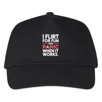 I Flirt For Fun Panic When It Works Flirten Single - Kinder Basecap - Schwarz - Vorne