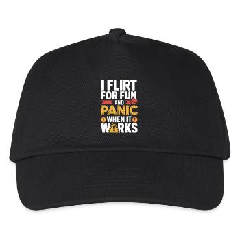 I Flirt For Fun Panic When It Works Flirten Single - Kinder Basecap - Schwarz - Vorne