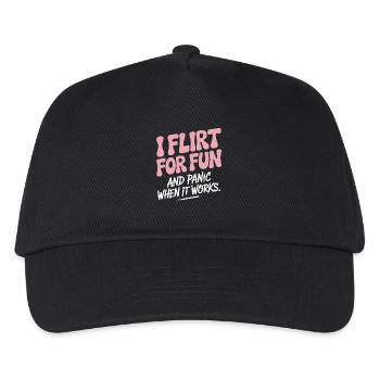 I Flirt For Fun Panic When It Works Flirten Single - Kinder Basecap - Schwarz - Vorne